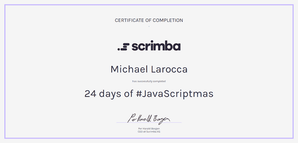 Certificate - JavaScriptmas